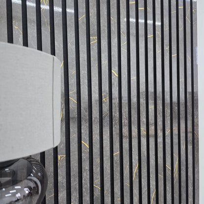 240cm x 60cm Acoustic Slatted Wall Panel Black & Gold Marble